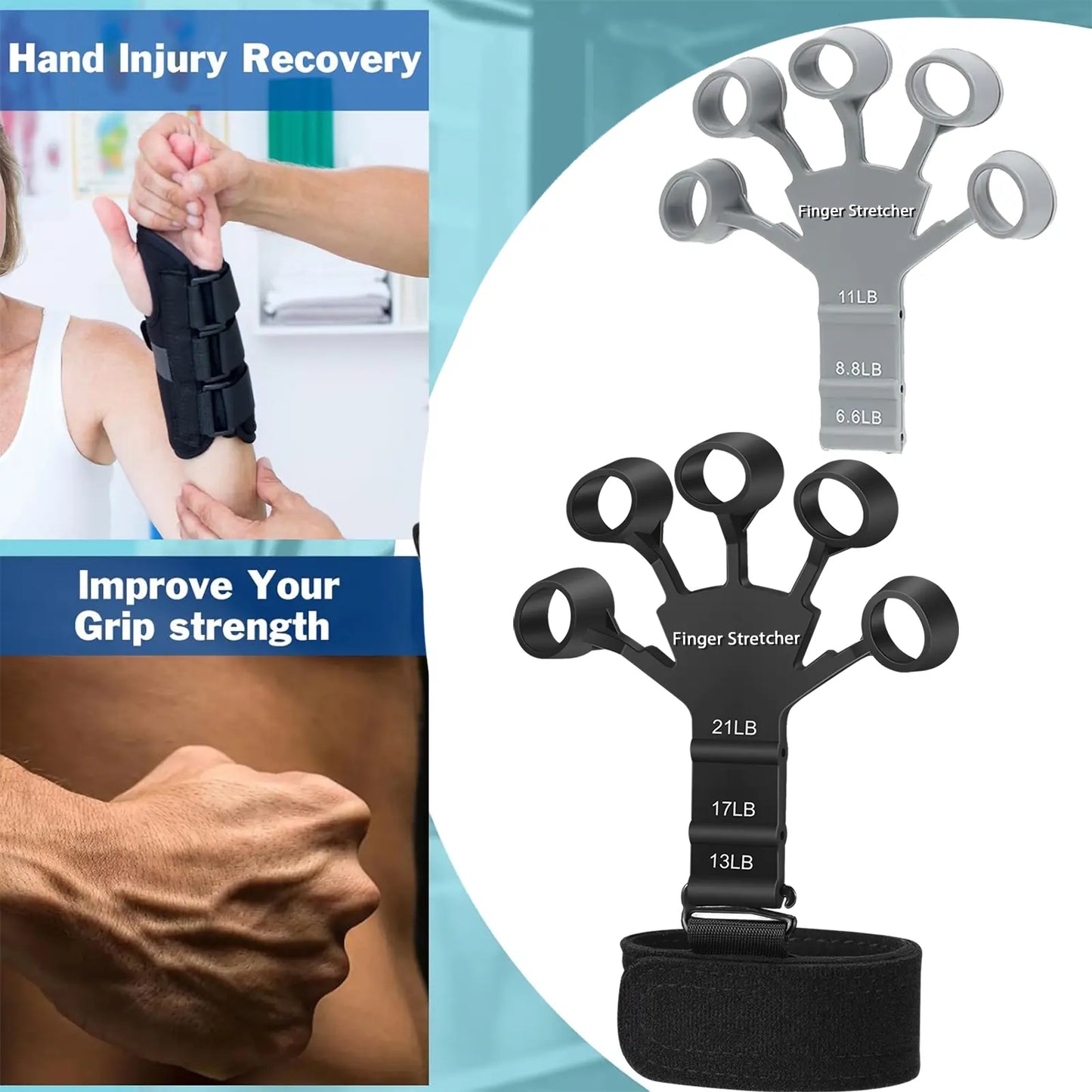 5-In-1 Complete Grip Strength Trainer Kit, Adjustable 11-132Lbs Hand Grip Strengthener, Finger Exerciser & Wrist Forearm Workout Equipment for Home Gym, Fitness, Rock Climbing, Athlete Training & Injury Recovery